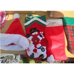 LOT OF CHRISTMAS DECOR ( 6 X STOCKINGS) *8 X STOCKING HOLDERS* (REINDEER AND SLED) *PARTS TO MAKE WO