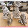 Image 1 : LOT OF 4 GARDEN FIGURINES (3 X ANGELS) *ONE LITTLE BOY* (ALL CEMENT)