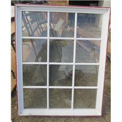 LOT OF 2 WINDOWS (45"HIGH X 32" LONG X 4.75 DEEP FRAME) *WHITE* (ONE CRACKED)