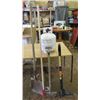 Image 1 : LOT OF 4 GARDEN TOOLS AND PROPANE TANK (WEED, EDGER, SPADE, ETC)
