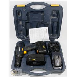 MASTERCRAFT 18V DRILL, 2 BATTERIES AND CHARGER