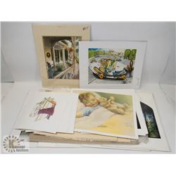 LOT OF 30+ PCS OF UNFRAMED PRINTS INCLUDING