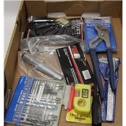 ASSORTED TOOL LOT INCL 12" GROOVE JOINT PLIERS,