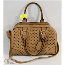 BROWN FAUX LACE STYLE HANDBAG/PURSE