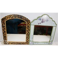 2 MIRRORS 15"X18" - TIGER & GRAPE DESIGNS.