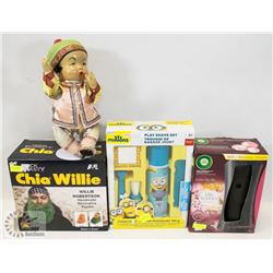 FLAT OF ITEMS INCLUDING SHIA WILLIE, PLAY SHAVE