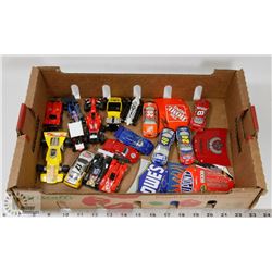 FLAT OF COLLECTIBLE CARS INCLUDING NASCAR HOODS