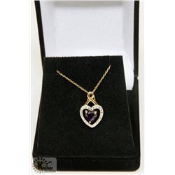 #112-NATURAL  AMETHYST & CZ PENDANT NECKLACE