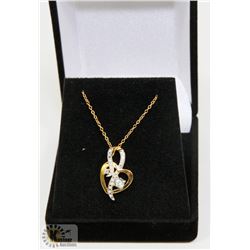 #124- NATURAL BLUE TOPAZ & CZ PENDANT NECKLACE