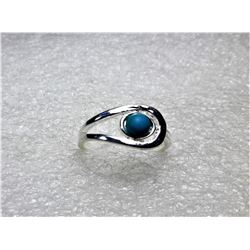 13)  SILVER TONE & TURQUOISE RING