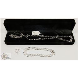 NEW 2 PC SILVER PLATED NECKLACE 22" + BRACELET 8"