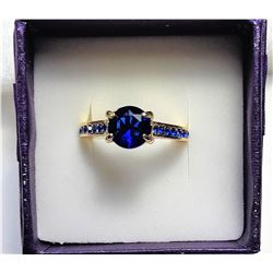 3)  ROUND BLUE SAPPHIRE RING SET IN