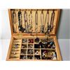 Image 1 : 10)  INLAID WOODEN JEWELRY BOX AND