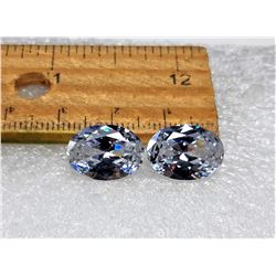12)  LOT OF 2 MATCHED OVAL WHITE ZIRCON