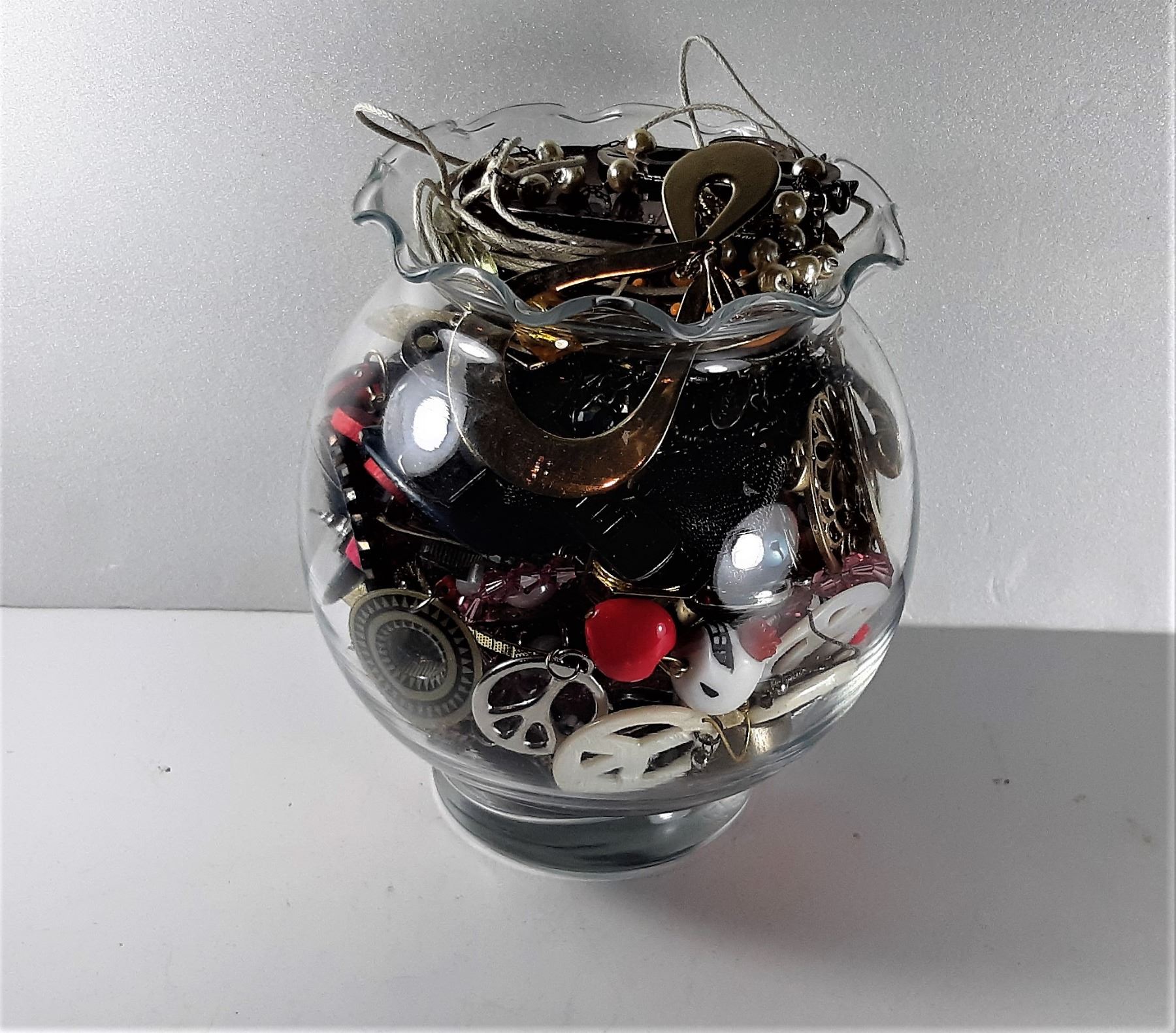 11) JAR FULL OF ASSORTED JEWELRY