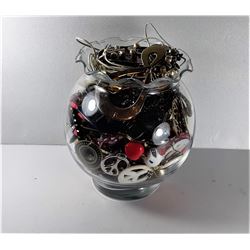 11)  JAR FULL OF ASSORTED JEWELRY