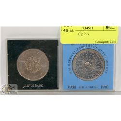 LOT OF 2 COMMEMORATIVE BRITISH COINS, 1981 ROYAL