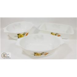 3 PC FLORAL PYREX SET