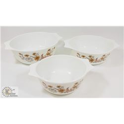 3 PC FLORAL PYREX SET