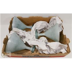 SET OF 3 LARGE STEMMED ART GLASS DISHES