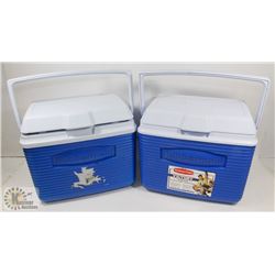 2 BLUE 10 QUART RUBBERMAID VICTORY COOLERS
