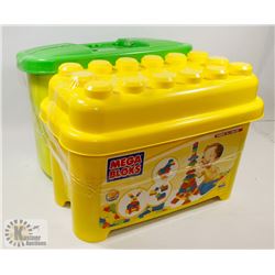 2 MEGA BLOKS TUBS FILLED WITH OVER 360  PIECES.