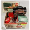 Image 1 : BOX WITH 7 VINTAGE COCA COLA ITEMS -  LUNCH BOX
