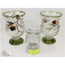 GLASS OWL LAMP, LIGHTS UP WITH ON OFF SWITCH ON