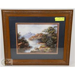 D. GIMEDILO SIGNED FRAMED PRINT "BEAR AND CUBS"