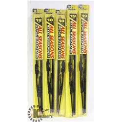LOT OF 5 ALL SEASON ASST SIZE WIPER BLADES.