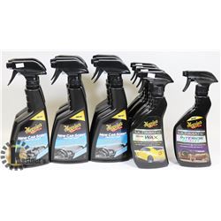 BOX OF ASST MEGUIARS INCL QUIK WAX, NEW CAR
