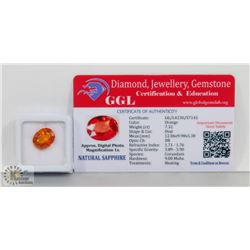 #14-GENUINE ORANGE SAPPHIRE GEMSTONE 7.32 CT