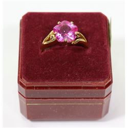 STAMPED .925 RING WITH SEMI PRECIOUS PINK STONE