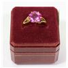 Image 1 : STAMPED .925 RING WITH SEMI PRECIOUS PINK STONE
