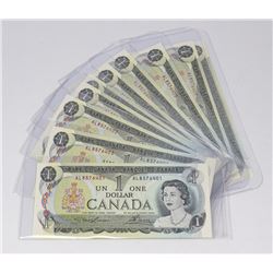 LOT OF 10 - 1973 CANADIAN CONSECUTIVE SERIAL $1