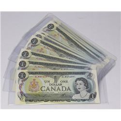 LOT OF 10 - 1973 CANADIAN CONSECUTIVE SERIAL $1