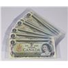 Image 1 : LOT OF 10 - 1973 CANADIAN CONSECUTIVE SERIAL $1