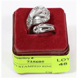 STERLING STAMPED RING SIZE 7.5