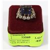 Image 1 : STAMPED .925 RING WITH SEMI PRECIOUS PURPLE STONE