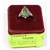 Image 1 : STAMPED .925 RING WITH SEMI PRECIOUS GREEN STONE