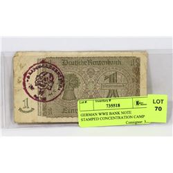GERMAN WWII BANK NOTE STAMPED CONCENTRATION CAMP