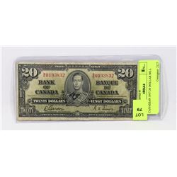1937 CANADIAN 20 DOLLAR BILL