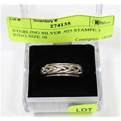 STERLING SILVER .925 STAMPED RING SIZE 10