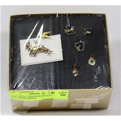 BOX  WITH 7 VINTAGE ESTATE PENDANTS, PINS &