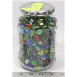 JAR OF VINTAGE MARBLES. COLLECTIBLES