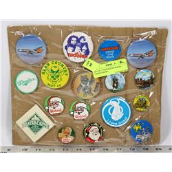 SET OF 17 VINTAGE PIN BACKS - VARIOUS SIZES.