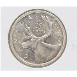 1957 CANADIAN  QEII 25 CENT COIN