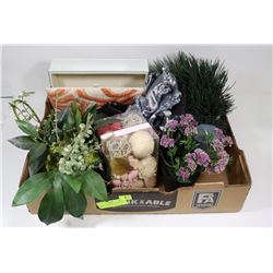 BOX OF SHOW HOME DECORATIVE ITEMS INCLUDING FAUX