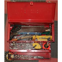 RED INTERNATIONAL TOOL BOX FILLED W/ TOOLS