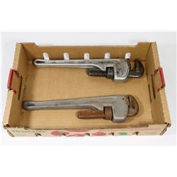 LOT OF 2 ALUMINUM 14" PIPE WRENCHES 1 IS A RIDGID